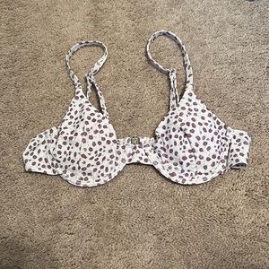 brown and white bikini top, never worn, size XS